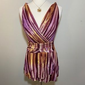 A Common Thread colorful twisted-strap Peplum Tank